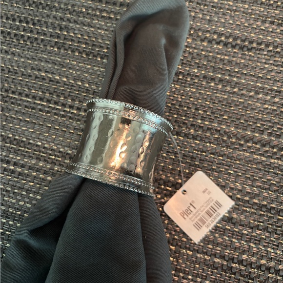 Pier 1 Silver Textured Napkin Rings (8 total) - Picture 1 of 5